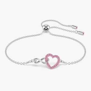 Swarovski Hyperbola Bracelet Heart & Infinity Rhodium Finish, Pink Crystals
